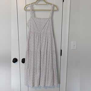 Vineyard Vines White Midi Dress with Multicolor Dot Print
